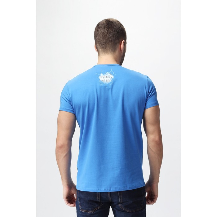 Футболка мужская, светящийся рисунок 14-5564, цвет голубая, р-р 44 (S)