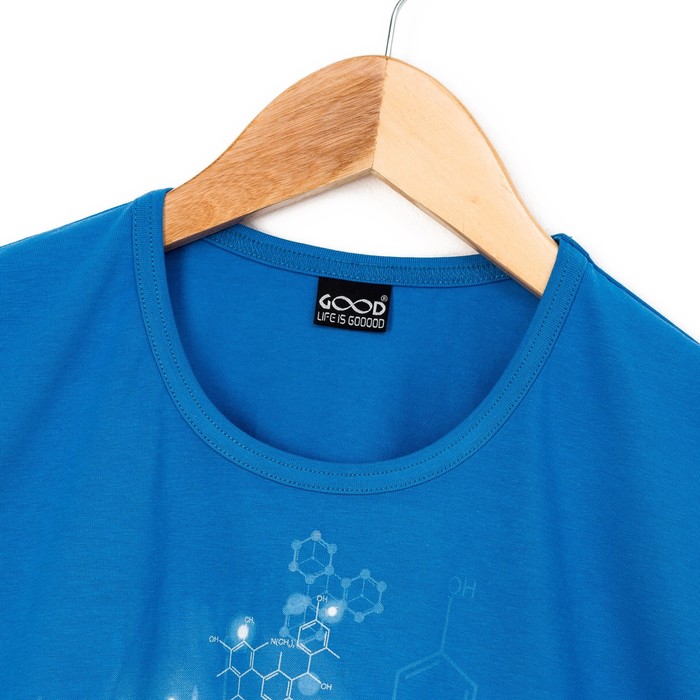 Футболка мужская, светящийся рисунок 14-5564, цвет голубая, р-р 44 (S)