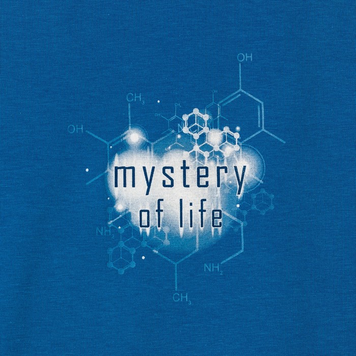 Футболка мужская, светящийся рисунок 14-5564, цвет голубая, р-р 44 (S)