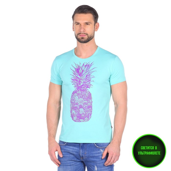 Футболка мужская, светящийся рисунок 14-6719, цвет зелёный, р-р 50 (XL)