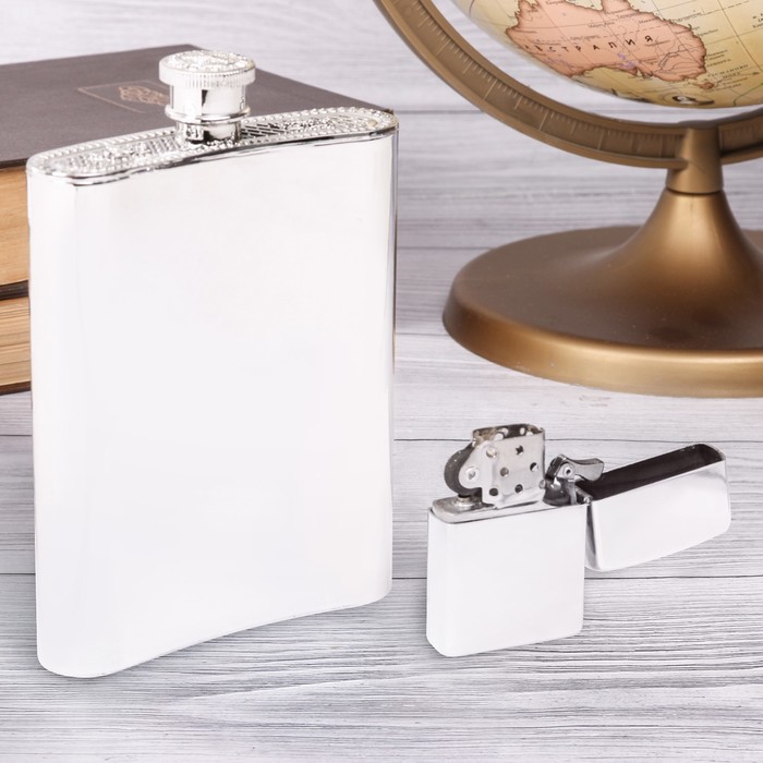 Набор подарочный "Настоящий джентльмен", фляжка 240 мл, зажигалка