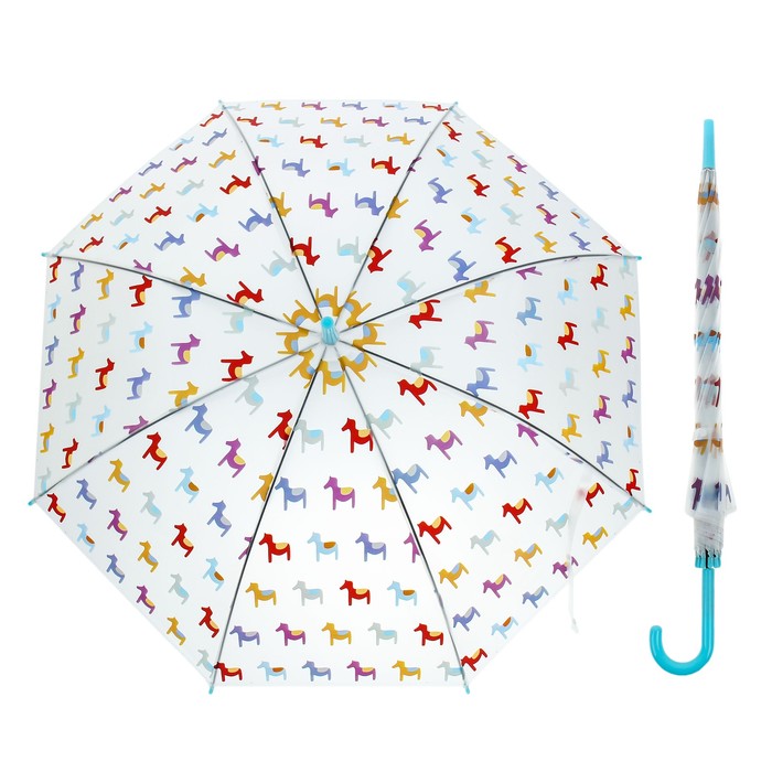 Зонт детский "Лошадки", полуавтоматический, r=45см, цвет МИКС