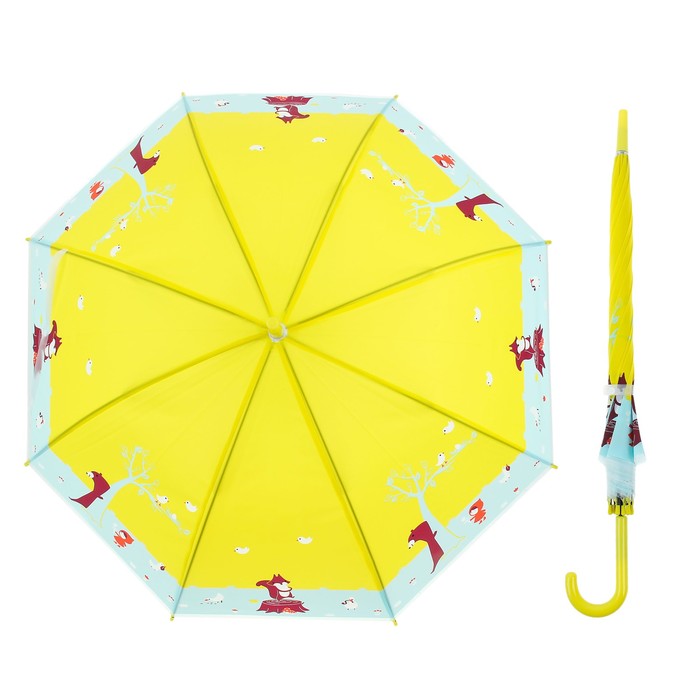 Зонт детский полуавтоматический "Красная шапочка", r=46см, цвет жёлтый