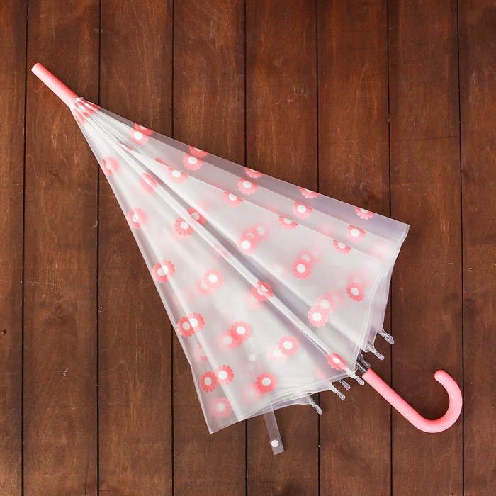 Зонт детский полуавтоматический "Ромашки", r=43см, цвет розовый/белый