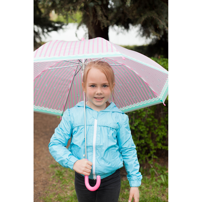 Зонт детский "Вишенка", полуавтоматический, r=45см, цвет розовый