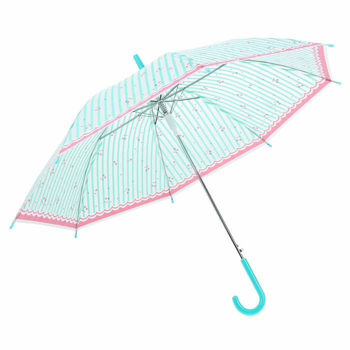 Зонт детский "Вишенка", полуавтоматический, r=45см, цвет мятный