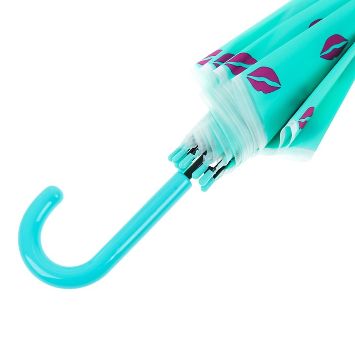 Зонт детский полуавтоматический "Поцелуй", r=45см, цвет голубой/малиновый