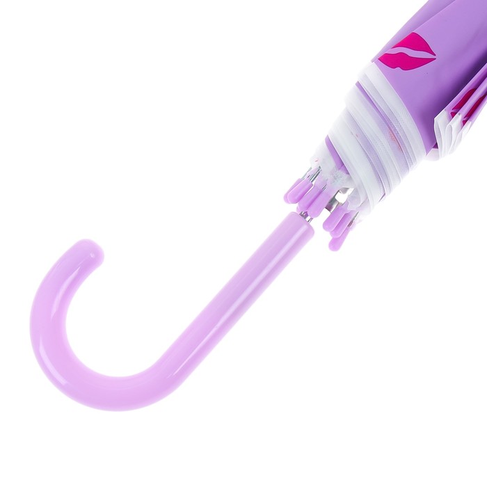 Зонт детский полуавтоматический "Поцелуй", r=45см, цвет сиреневый/малиновый