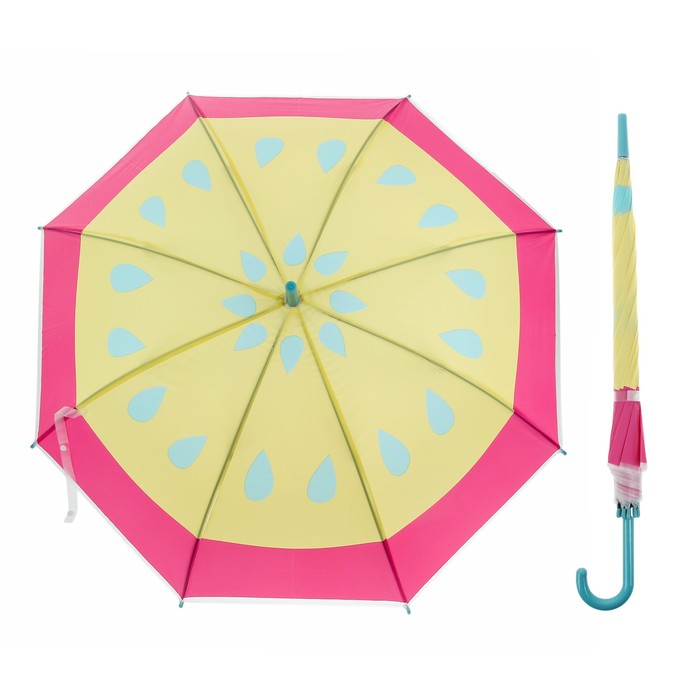 Зонт детский "Фрукт", полуавтоматический, r=43,5см, цвет розовый/жёлтый