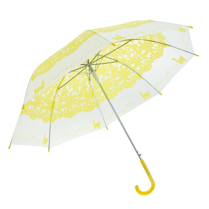 Зонт детский полуавтоматический "Кружево. Кошки", r=45см, цвет жёлтый
