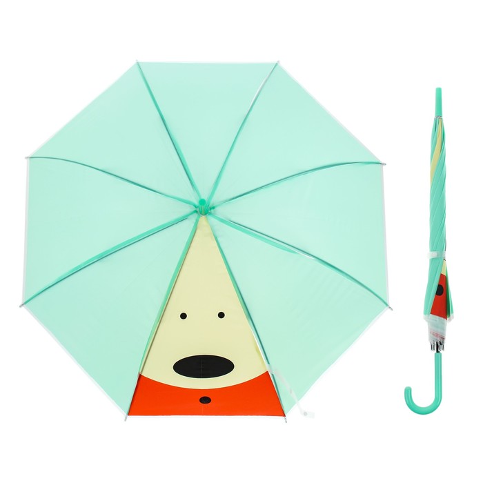 Зонт детский полуавтоматический "Мишка", r=45см, цвет зелёный