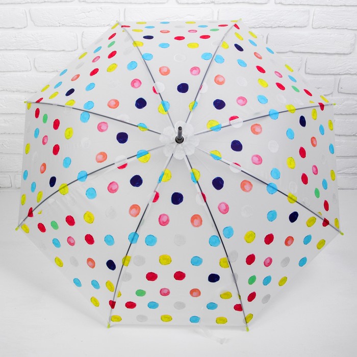 Зонт детский полуавтоматический "Кружочки", r=43см, цвет МИКС
