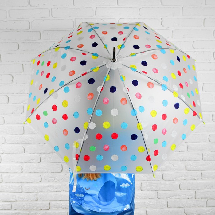 Зонт детский полуавтоматический "Кружочки", r=43см, цвет МИКС