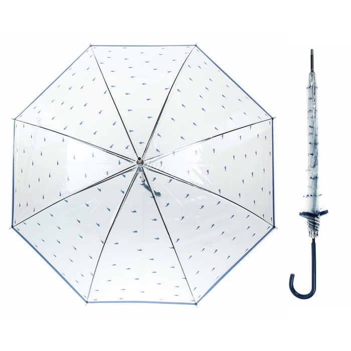 Зонт детский полуавтоматический "Киты", r=43см, цвет прозрачный/синий