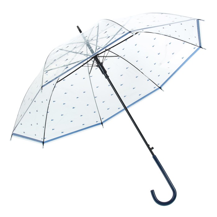 Зонт детский полуавтоматический "Киты", r=43см, цвет прозрачный/синий