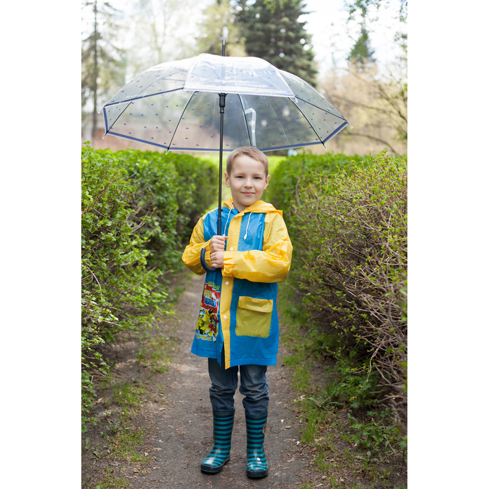 Зонт детский полуавтоматический "Киты", r=43см, цвет прозрачный/синий