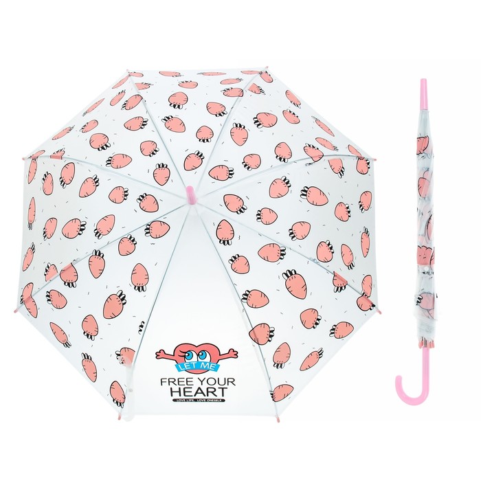 Зонт детский полуавтоматический "Морковки", r=45см, цвет розовый