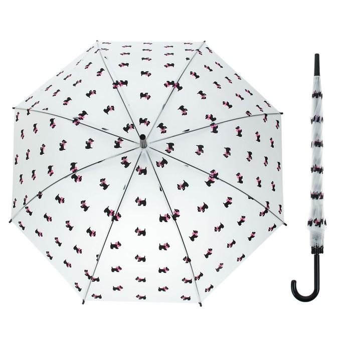 Зонт детский "Собачки", полуавтоматический, r=45см, цвет чёрный
