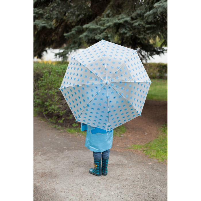 Зонт детский полуавтоматический "Слоники", r=45см, цвет голубой