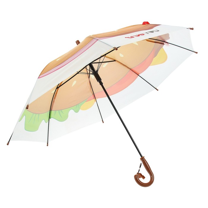 Зонт детский "Бургер", полуавтоматический, r=32,5см, цвет коричневый