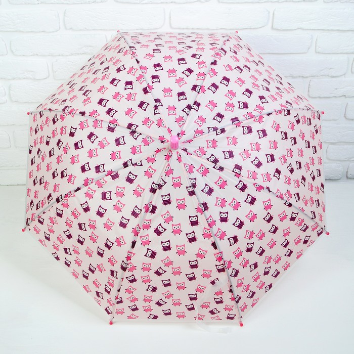 Зонт детский "Совята", полуавтоматический, r=33см, цвет фиолетовый/розовый