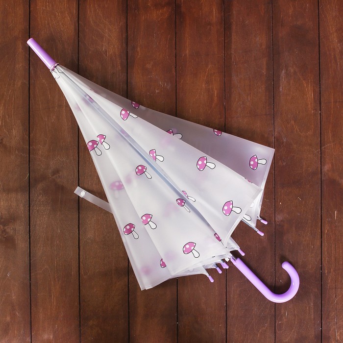 Зонт детский "Грибочки", полуавтоматический, r=45см, цвет прозрачный/розовый/голубой