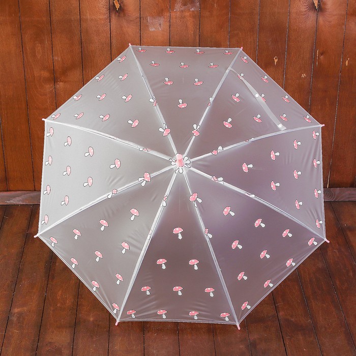 Зонт детский "Грибочки", полуавтоматический, r=45см, цвет прозрачный/жёлтый/салатовый