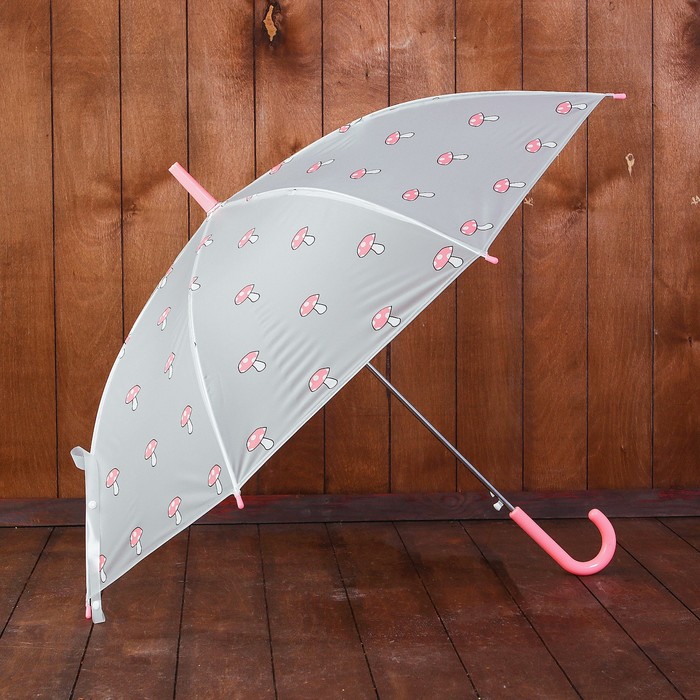 Зонт детский "Грибочки", полуавтоматический, r=45см, цвет прозрачный/жёлтый/салатовый