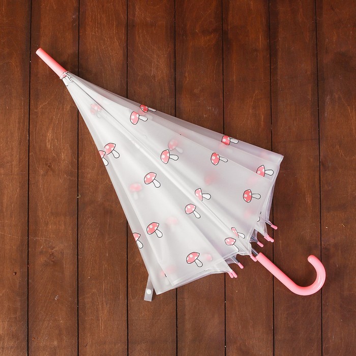 Зонт детский "Грибочки", полуавтоматический, r=45см, цвет прозрачный/жёлтый/салатовый