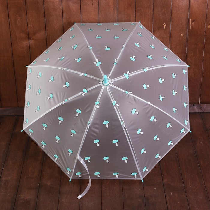 Зонт детский "Грибочки", полуавтоматический, r=45см, цвет прозрачный/розовый/сиреневый