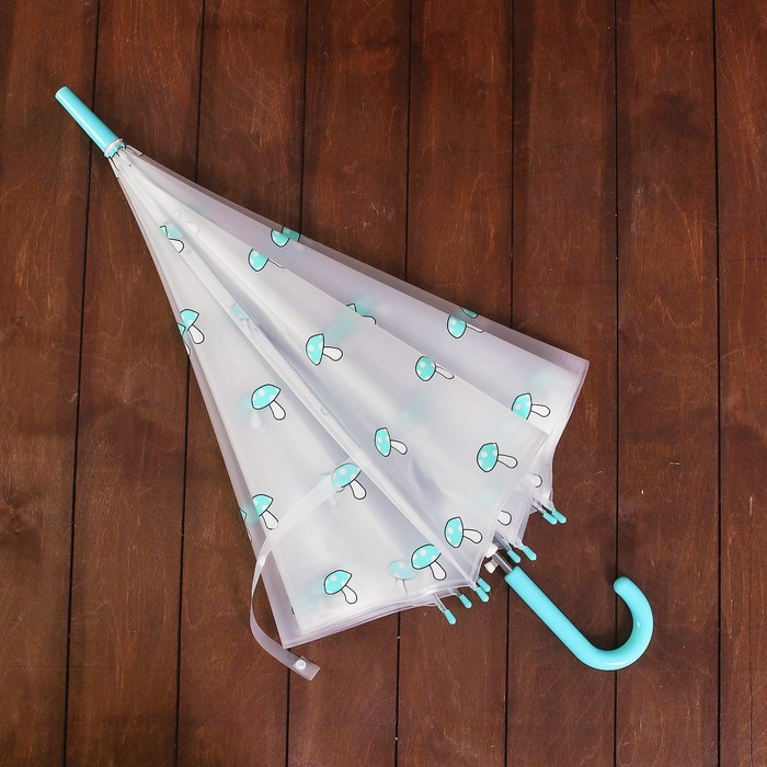 Зонт детский "Грибочки", полуавтоматический, r=45см, цвет прозрачный/розовый/сиреневый