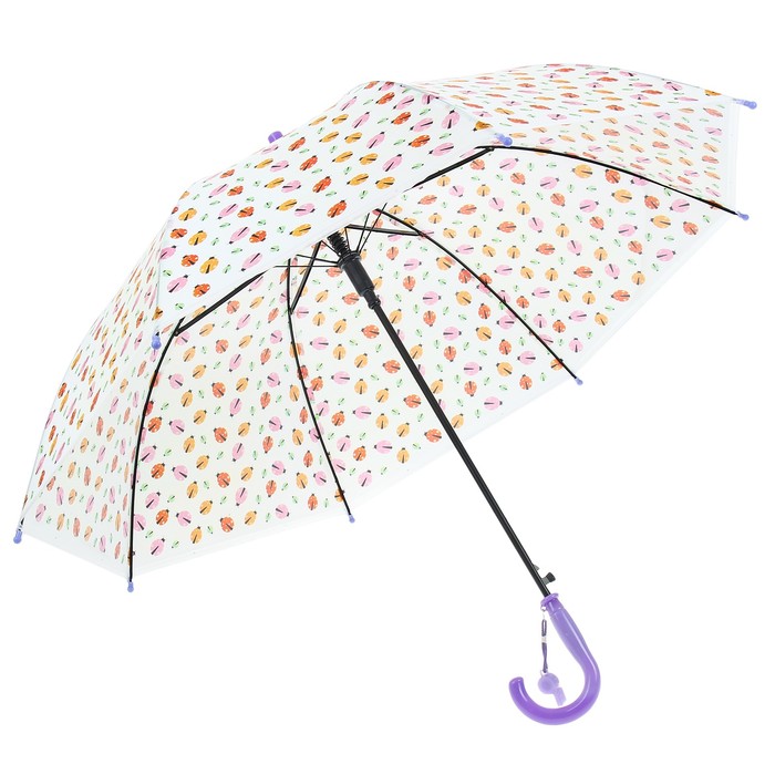 Зонт детский "Божьи коровки", полуавтоматический, со свистком, r=50см, цвет розовый