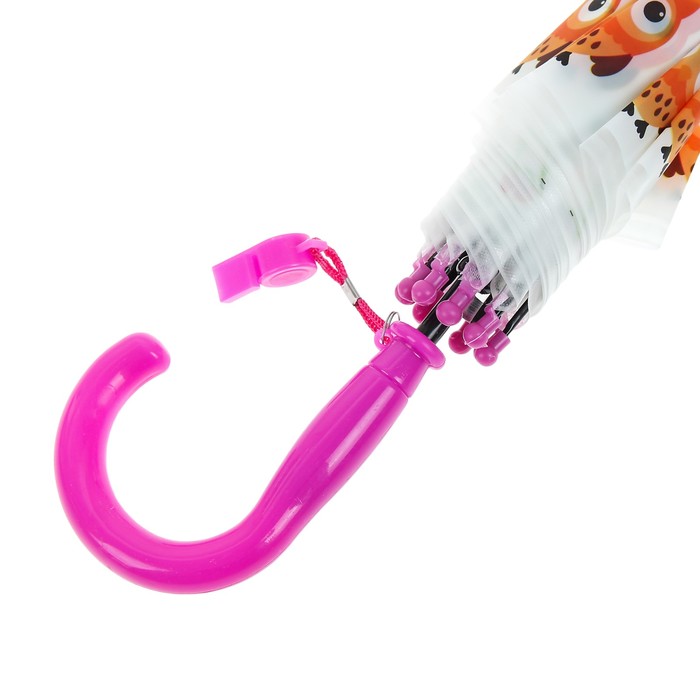 Зонт детский "Совушки", полуавтоматический, со свистком, r=50см, цвет розовый