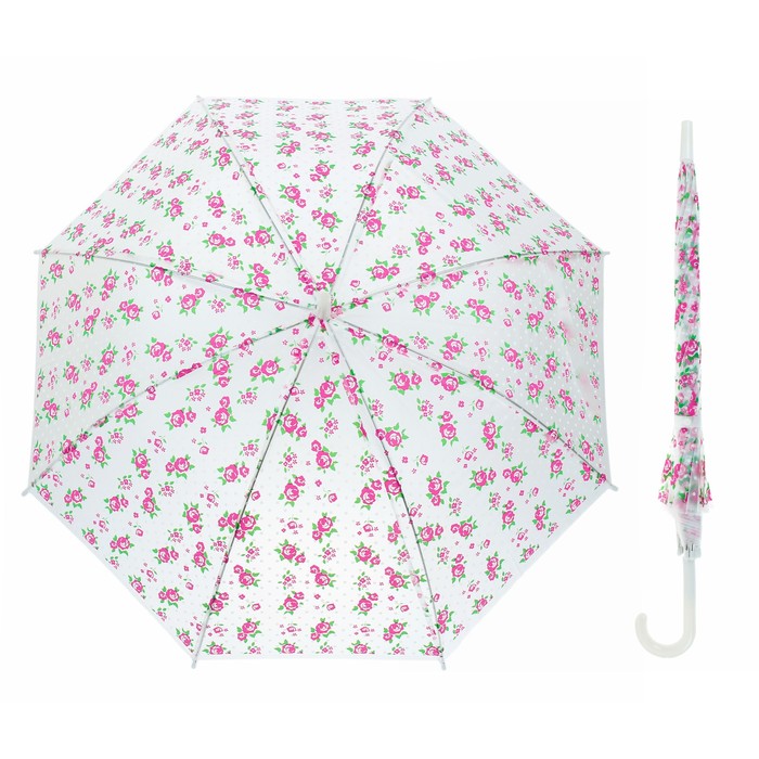 Зонт-трость "Прованс", полуавтоматический, R=46см, цвет розовый/белый
