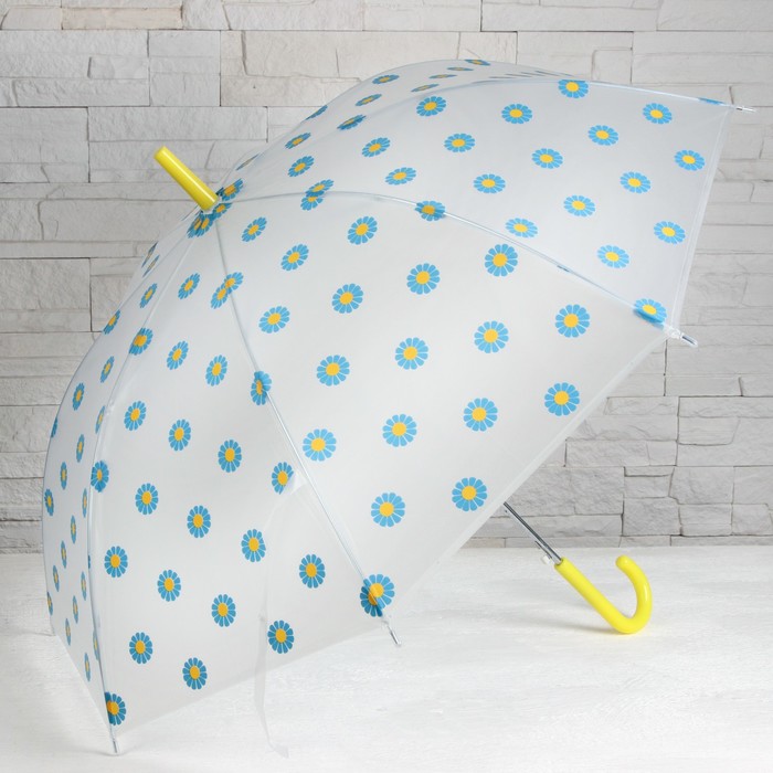 Зонт-трость "Ромашки", полуавтоматический, R=45см, цвет розовый