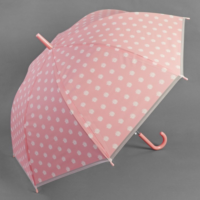 Зонт-трость "Ромашки", полуавтоматический, R=45см, цвет розовый