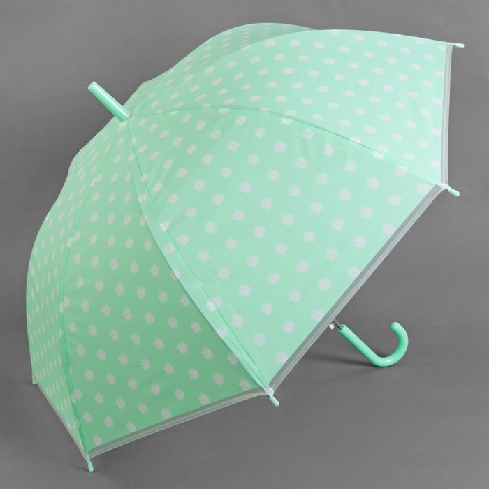 Зонт-трость "Ромашки", полуавтоматический, R=45см, цвет мятный