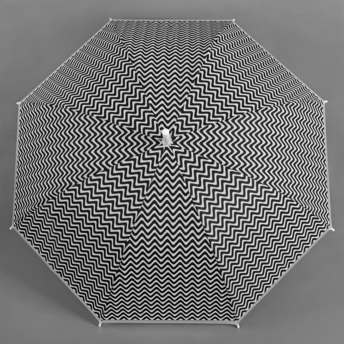 Зонт-трость "Волны", полуавтоматический, R=46см, цвет чёрный/белый