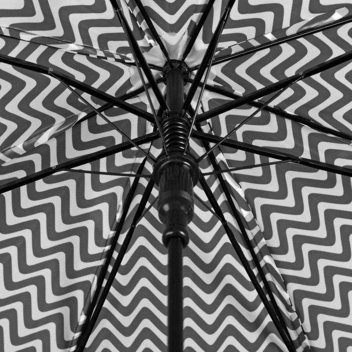 Зонт-трость "Волны", полуавтоматический, R=46см, цвет чёрный/белый