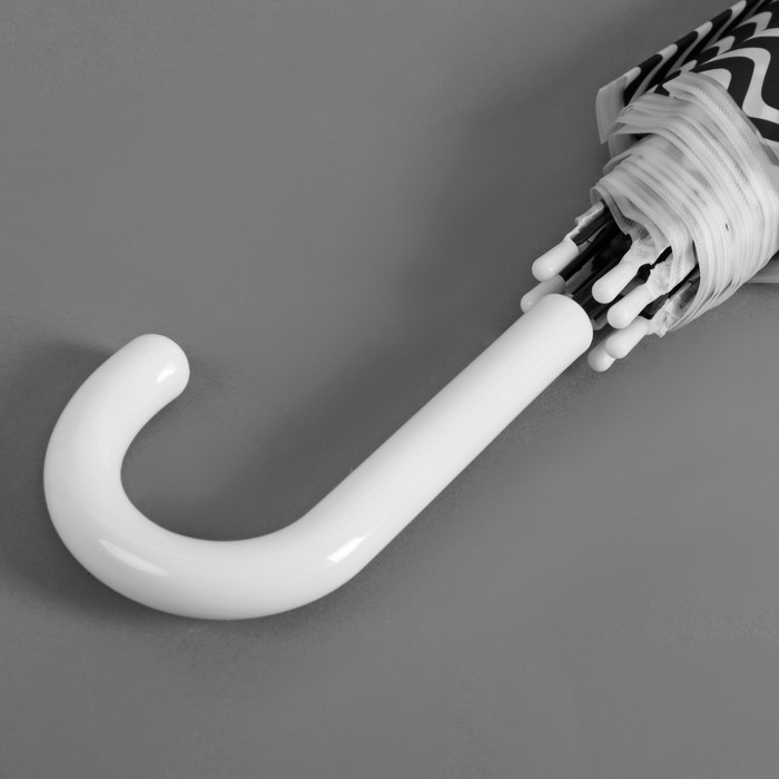 Зонт-трость "Волны", полуавтоматический, R=46см, цвет чёрный/белый