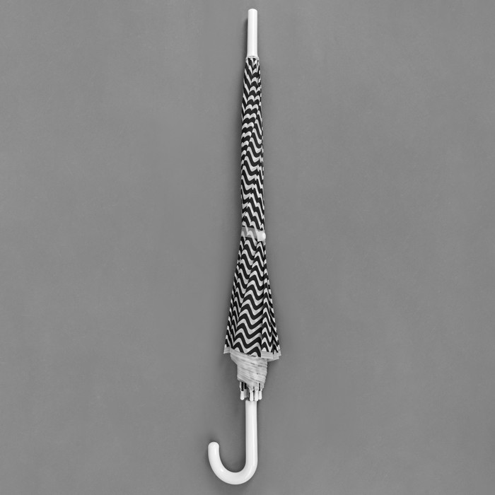Зонт-трость "Волны", полуавтоматический, R=46см, цвет чёрный/белый