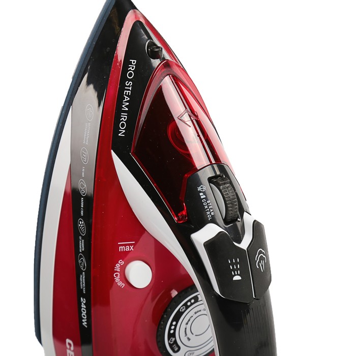 Утюг Centek CT-2344, 2400Вт, керамическая подошва, мощный паровой удар, самоочистка, красный