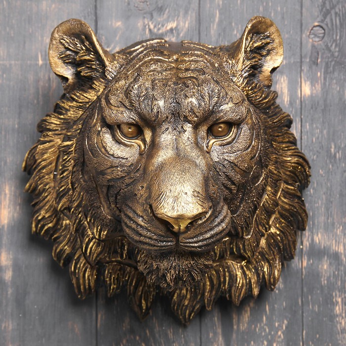 Подвесной декор "Голова тигра" бронза, 24см
