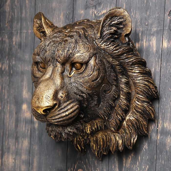 Подвесной декор "Голова тигра" бронза, 24см
