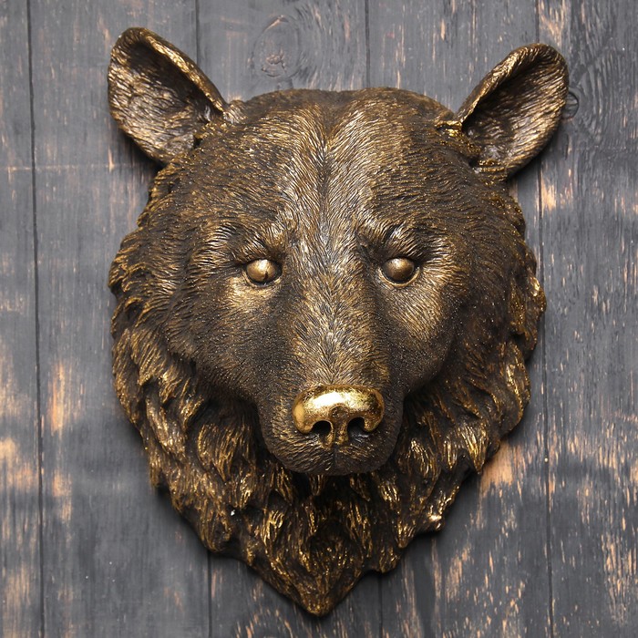 Подвесной декор "Медведя голова" бронза, 44х30см