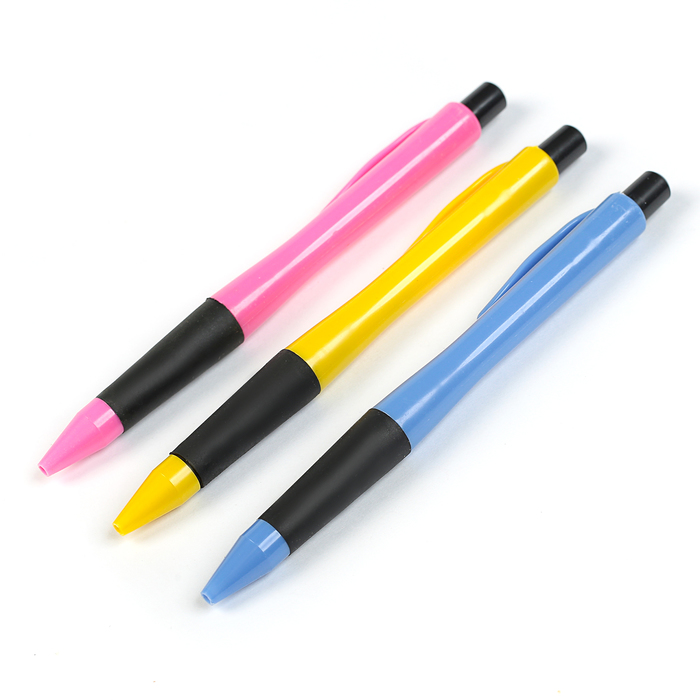 Ручка шариковая авт 0,5мм корпус МИКС резиновым держателем стержень синий