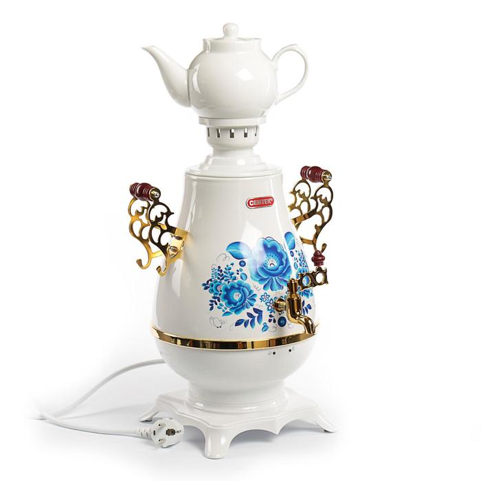 Самовар Centek CT-0092 A, 4 л, 2300Вт, LED индикатор, керам заварник, белый-золото