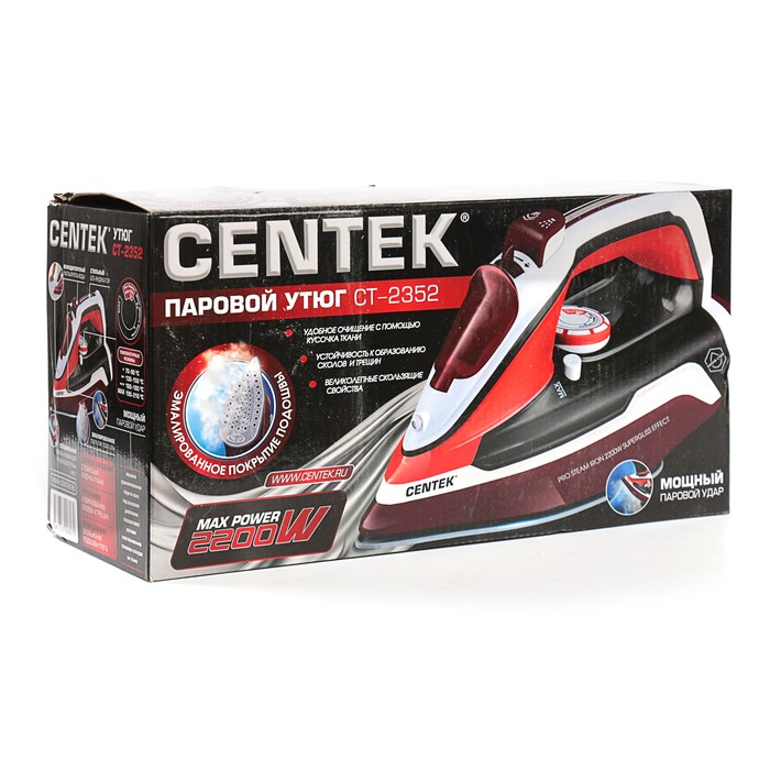 Утюг Centek CT-2352, 2200Вт, эмалированная подошва, 300 мл, паровой удар, самоочистка