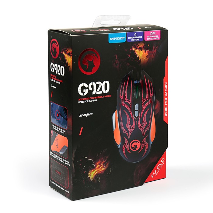 Игровая проводная мышь MARVO G920 BK