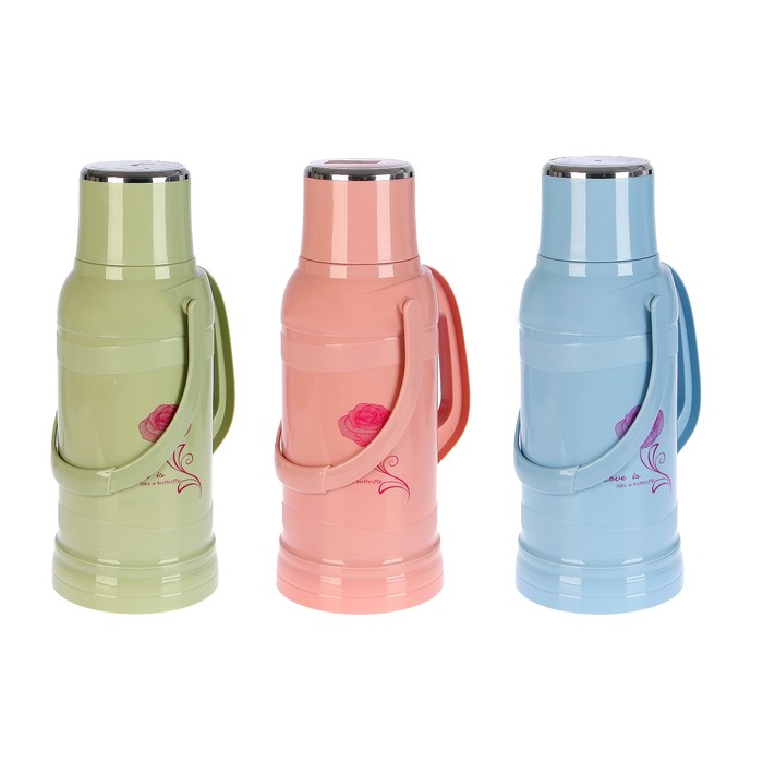 Термос 3200 мл «Цветы», 2 ручки, 1 кружка, микс, 22х42 см